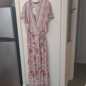 Floral Maxi Dress - Red and White